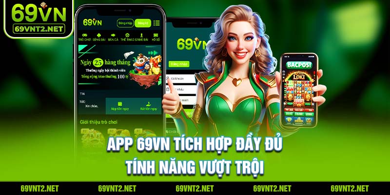 APP 69VN tích hợp đầy đủ tính năng vượt trội 