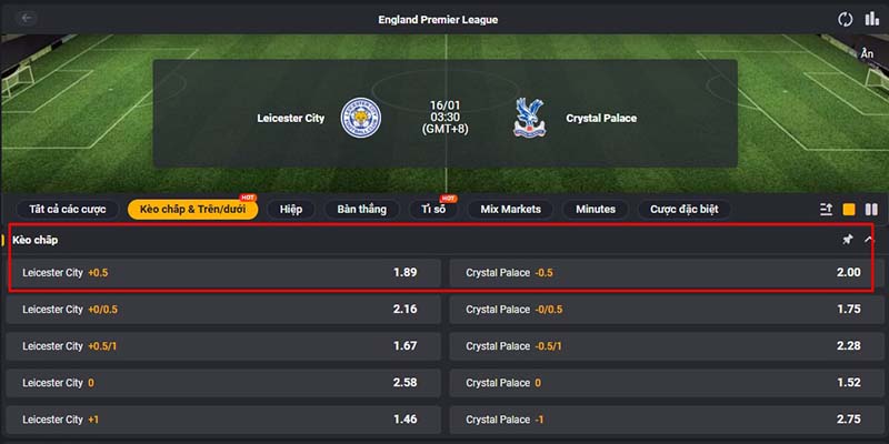 Mức chấp này thường được ký hiệu bằng số thập phân 0.5